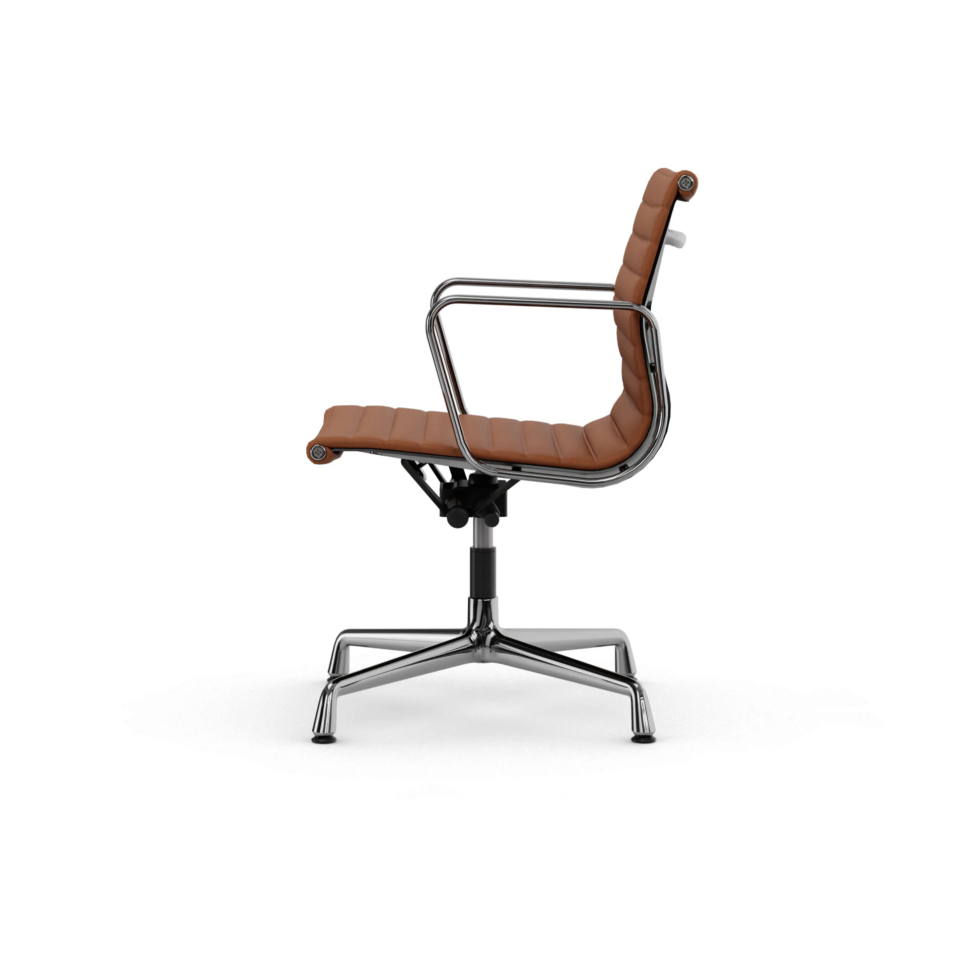 EA132 Aluminium Chair kontorsstol felt glides, 97 cognac leather L20-polished Vitra
