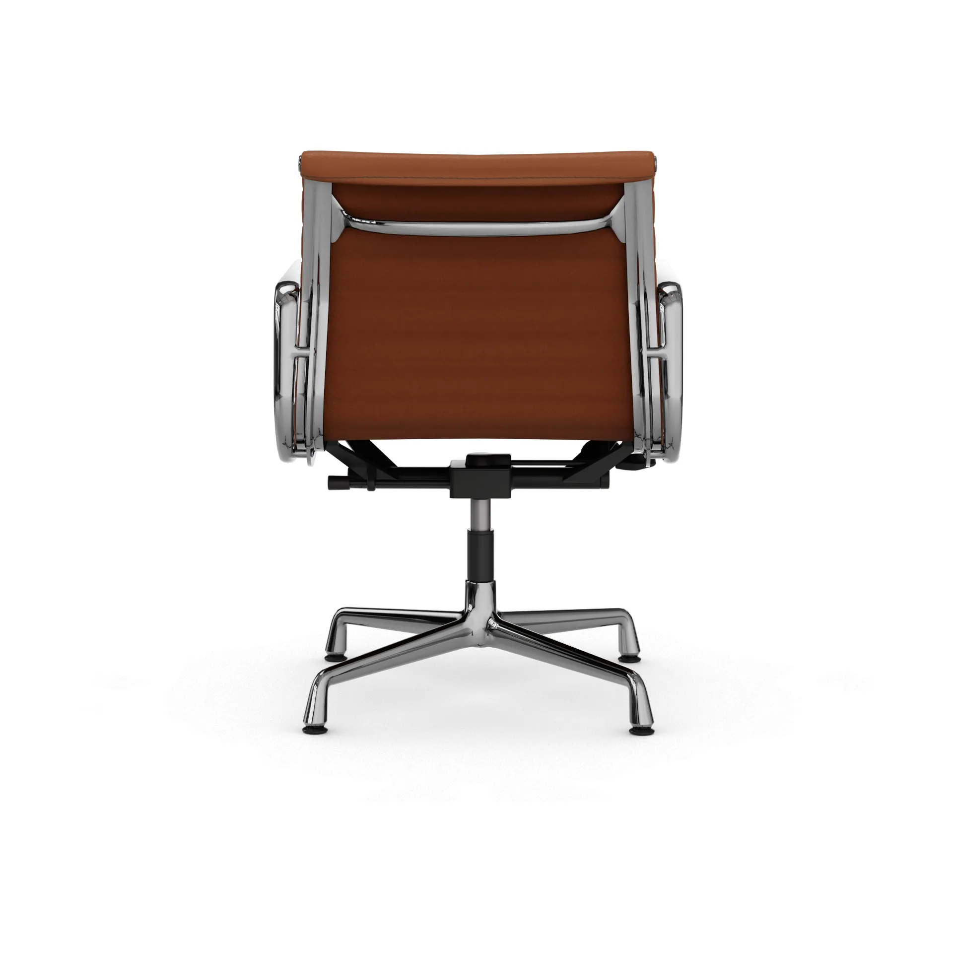 EA132 Aluminium Chair kontorsstol felt glides, 97 cognac leather L20-polished Vitra