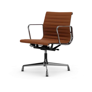 EA132 Aluminium Chair kontorsstol felt glides - 97 cognac leather L50-chrome - Vitra