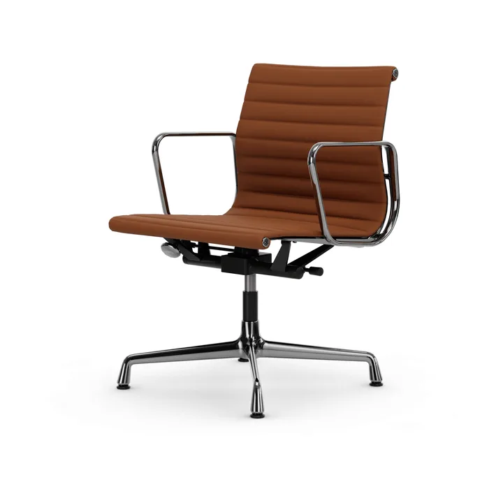 EA132 Aluminium Chair kontorsstol felt glides - 97 cognac leather L50-chrome - Vitra
