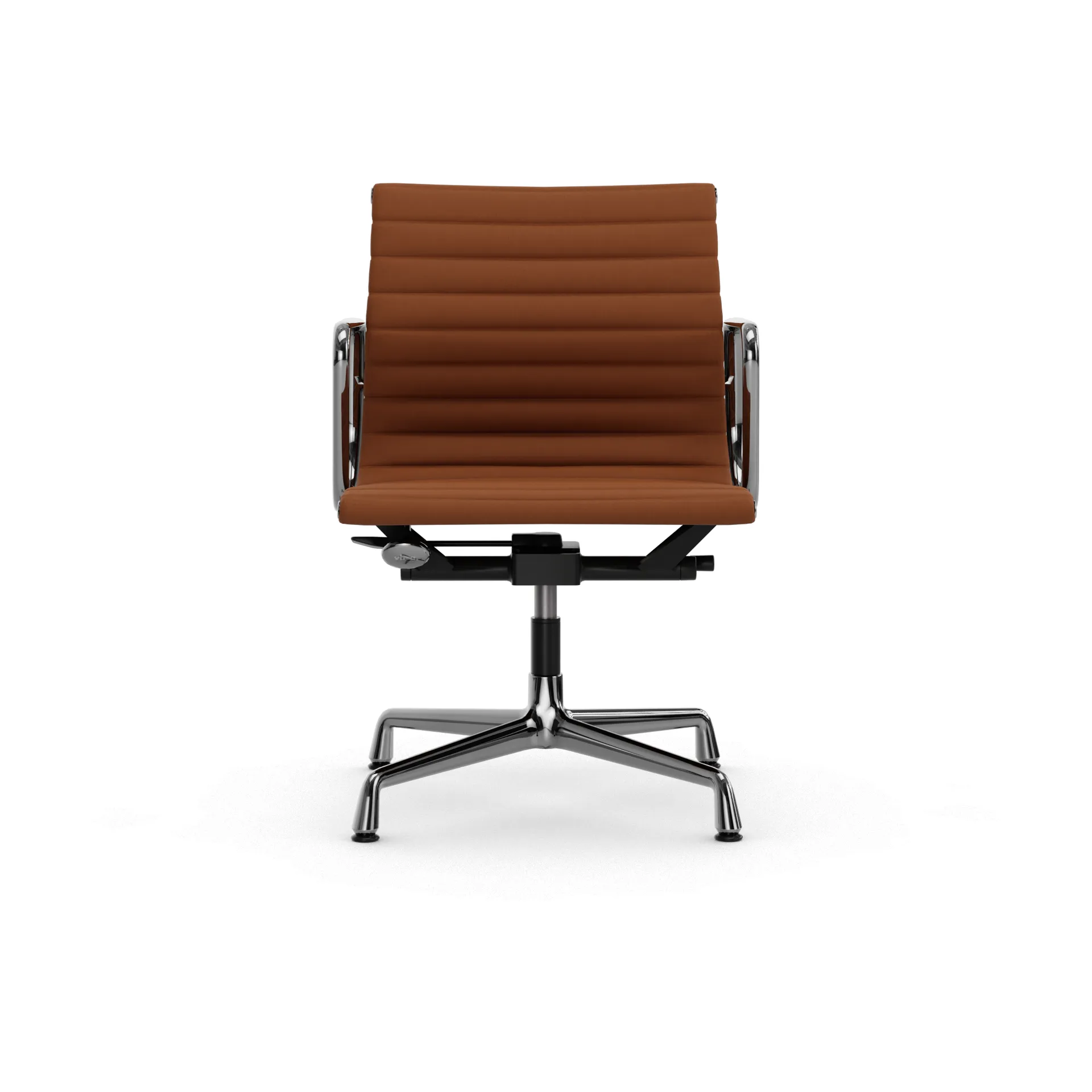 EA132 Aluminium Chair kontorsstol felt glides, 97 cognac leather L50-chrome Vitra