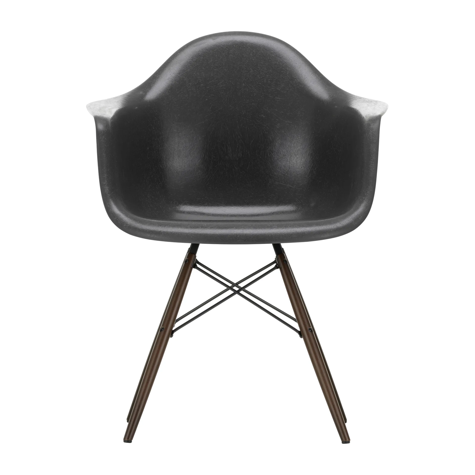 Eames Fiberglass Armchair DAW karmstol, Elephant hide grey-dark maple Vitra