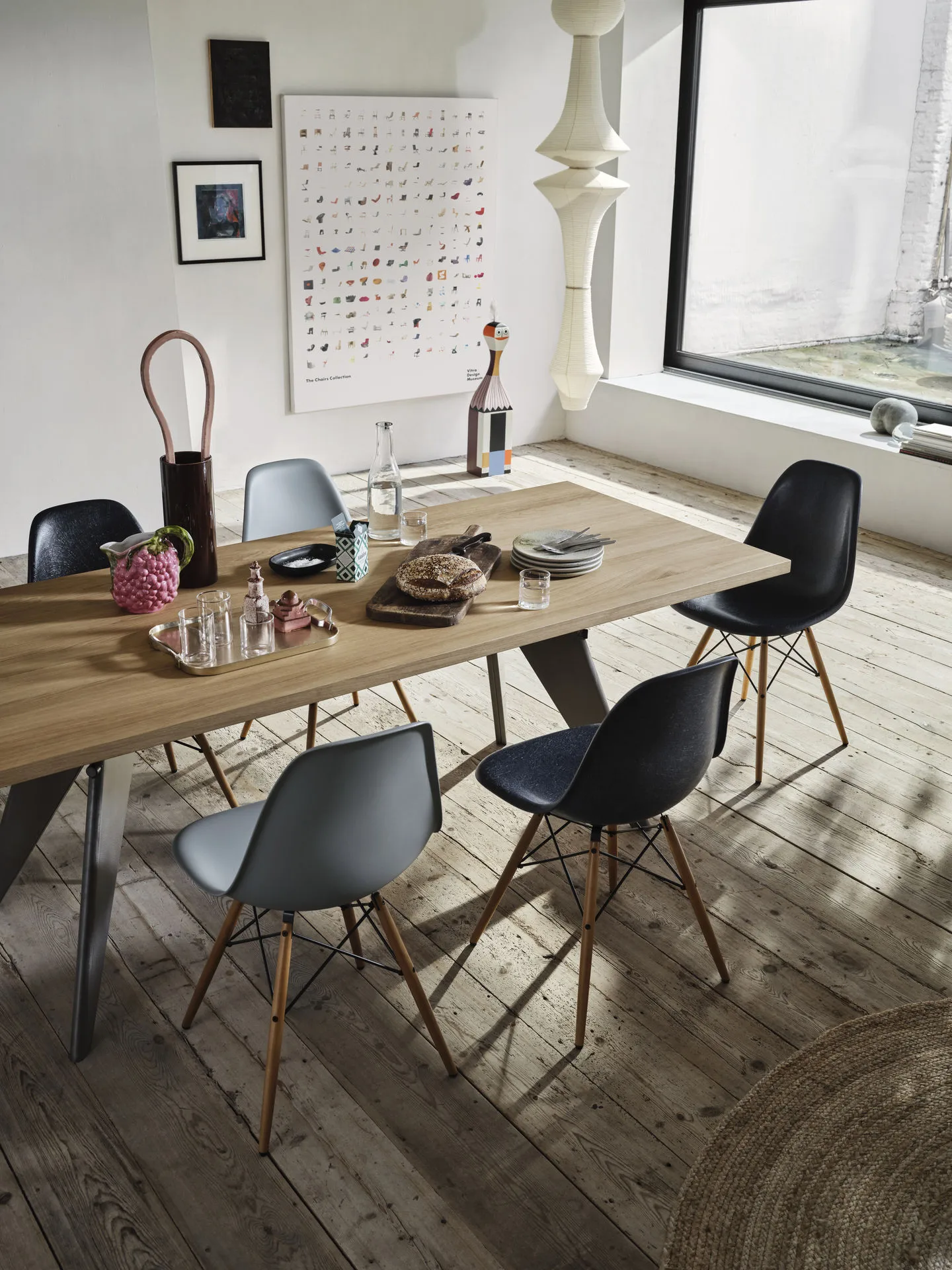 Eames Fiberglass Chairs DSW stol, classic red, askben Vitra