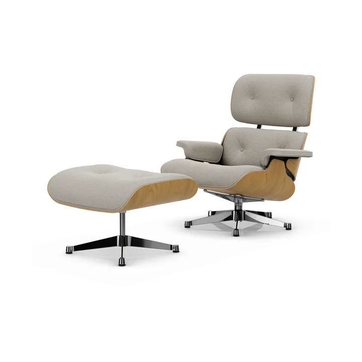 Eames Lounge Chair & Ottoman new dimensions - 01 Ivory-26 chestnut-pearl-pol. steel - Vitra