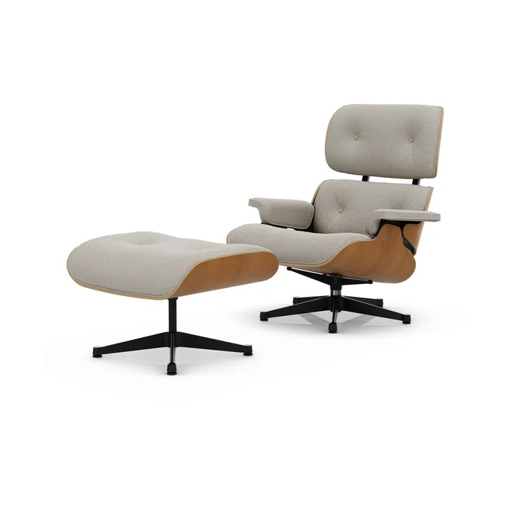 Eames Lounge Chair & Ottoman new dimensions - 01 Ivory-pearl-28 cherry natural-pol. steel-black - Vitra