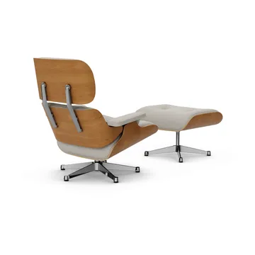 Eames Lounge Chair & Ottoman new dimensions - 01 Ivory-pearl-28 cherry natural-pol. steel - Vitra