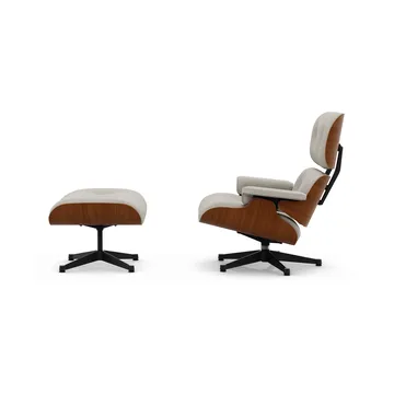 Eames Lounge Chair & Ottoman new dimensions - 01 Ivory-pearl-31 walnut natural-pol. steel-black - Vitra
