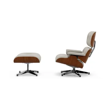Eames Lounge Chair & Ottoman new dimensions - 01 Ivory-pearl-31 walnut natural-pol. steel - Vitra