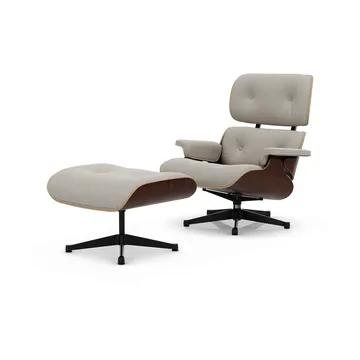 Eames Lounge Chair & Ottoman new dimensions - 01 Ivory-pearl-32 walnut dark-pol. steel-black - Vitra