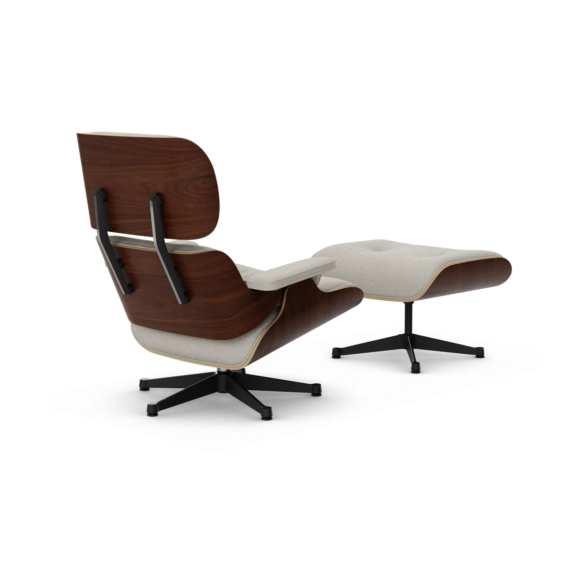 Eames Lounge Chair & Ottoman new dimensions, 01 Ivory-pearl-32 walnut dark-pol. steel-black Vitra