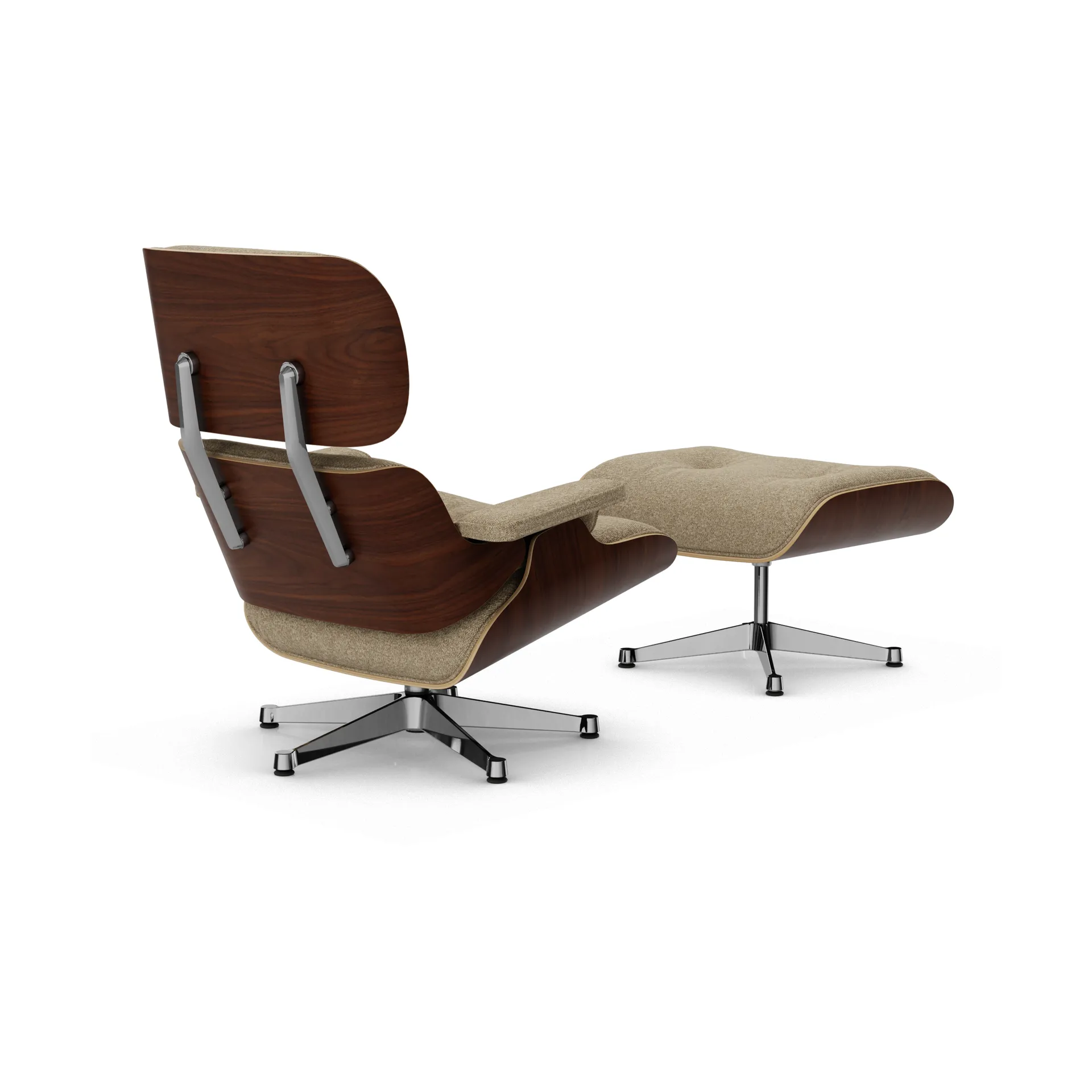 Eames Lounge Chair & Ottoman new dimensions, 04 Bamboo-terra-32 walnut dark-pol. steel Vitra