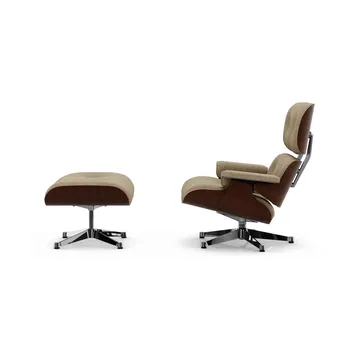 Eames Lounge Chair & Ottoman new dimensions - 04 Bamboo-terra-32 walnut dark-pol. steel - Vitra