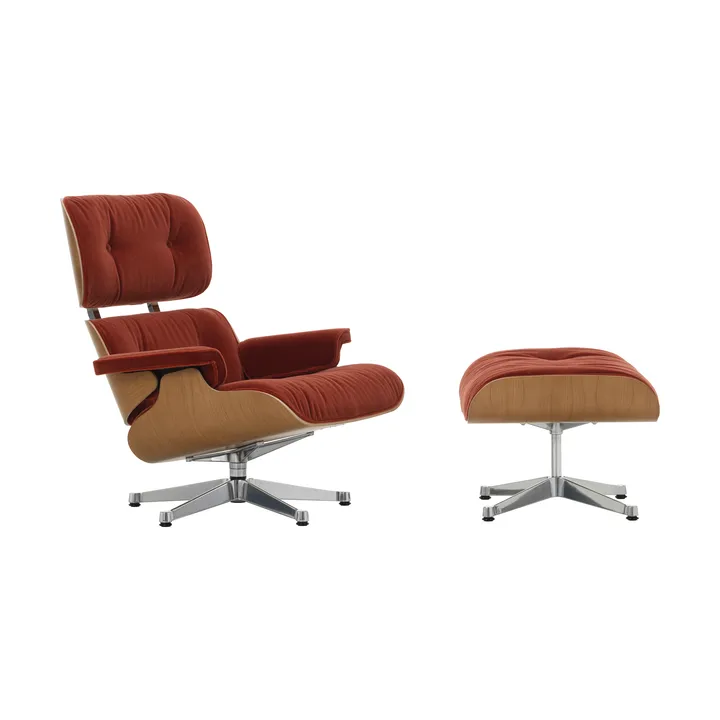Eames Lounge Chair & Ottoman new dimensions - 07 Brandy-28 cherry natural-pol. steel - Vitra
