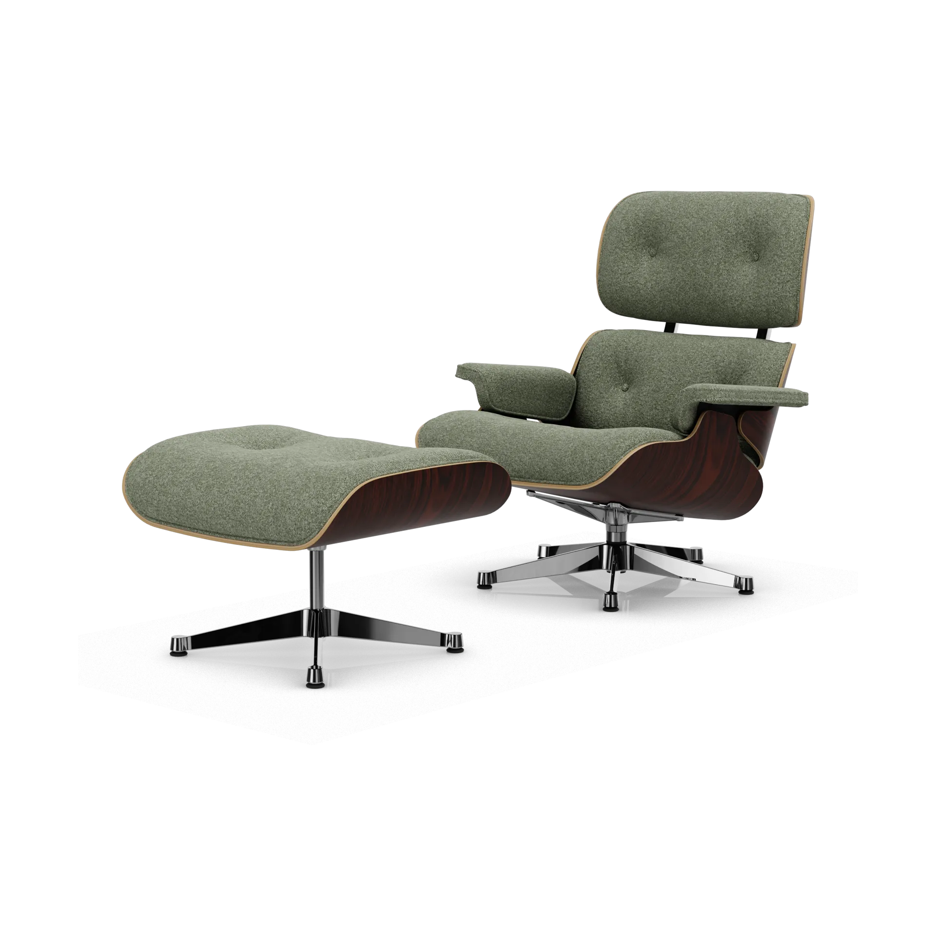 Eames Lounge Chair & Ottoman new dimensions, 09 Ivory-forest-05 sant. palisander-pol. Steel Vitra