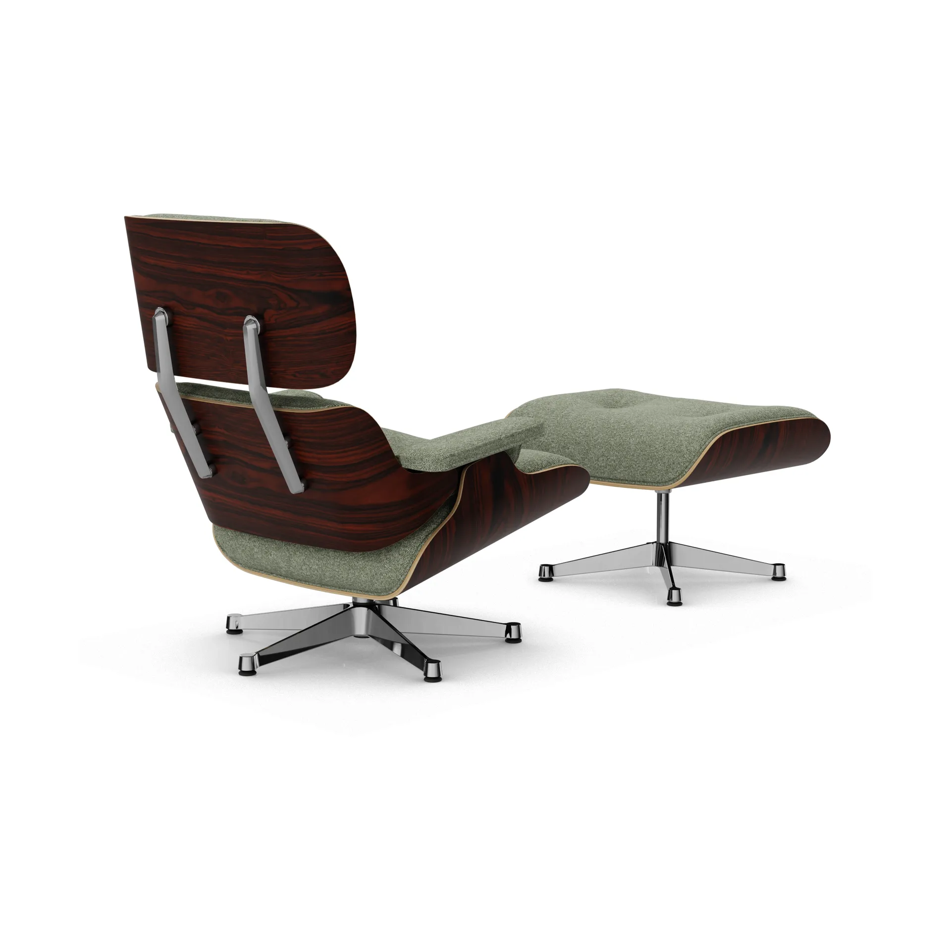 Eames Lounge Chair & Ottoman new dimensions, 09 Ivory-forest-05 sant. palisander-pol. Steel Vitra