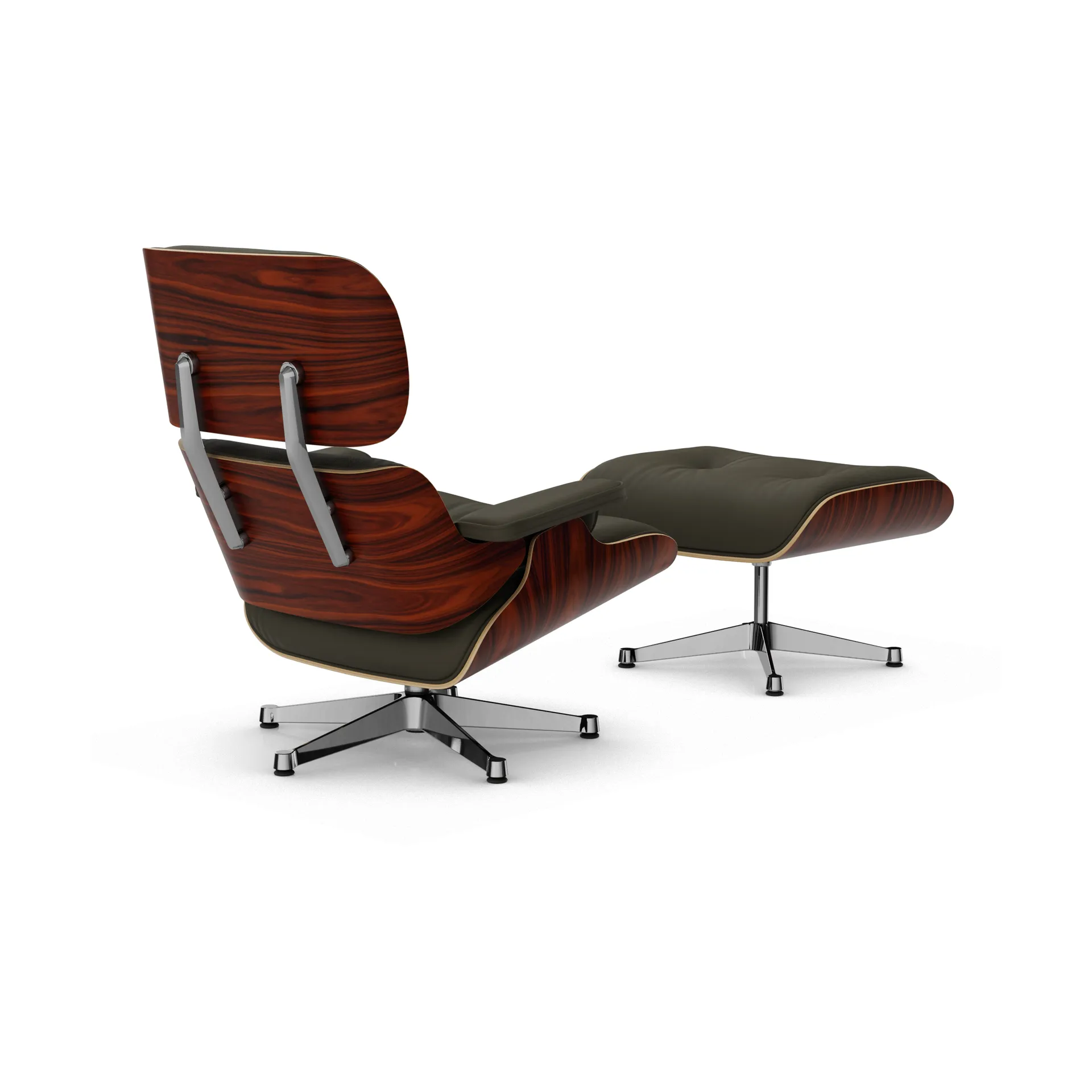 Eames Lounge Chair & Ottoman new dimensions, 58 Khaki-05 santos palisander-pol. Steel Vitra