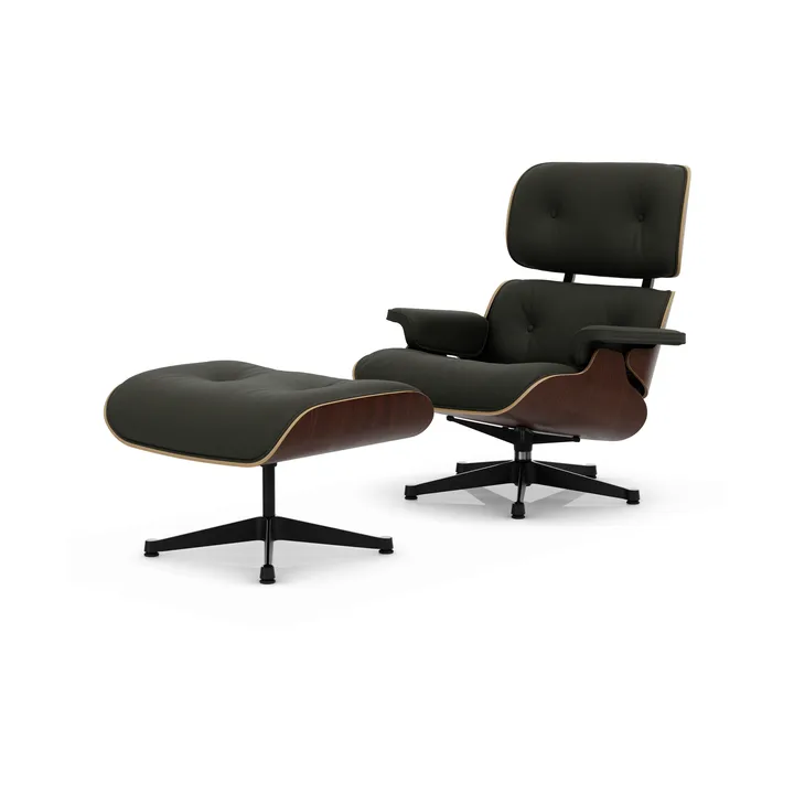Eames Lounge Chair & Ottoman new dimensions - 61 Umbra grey-32 walnut dark-pol. steel-black - Vitra