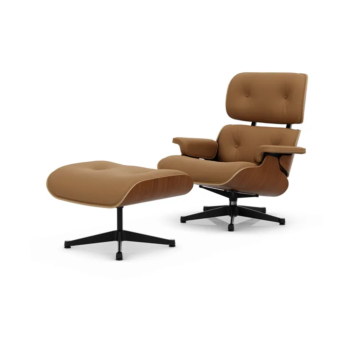 Eames Lounge Chair & Ottoman new dimensions - 62 Ochre-31 walnut natural-pol. steel-black - Vitra