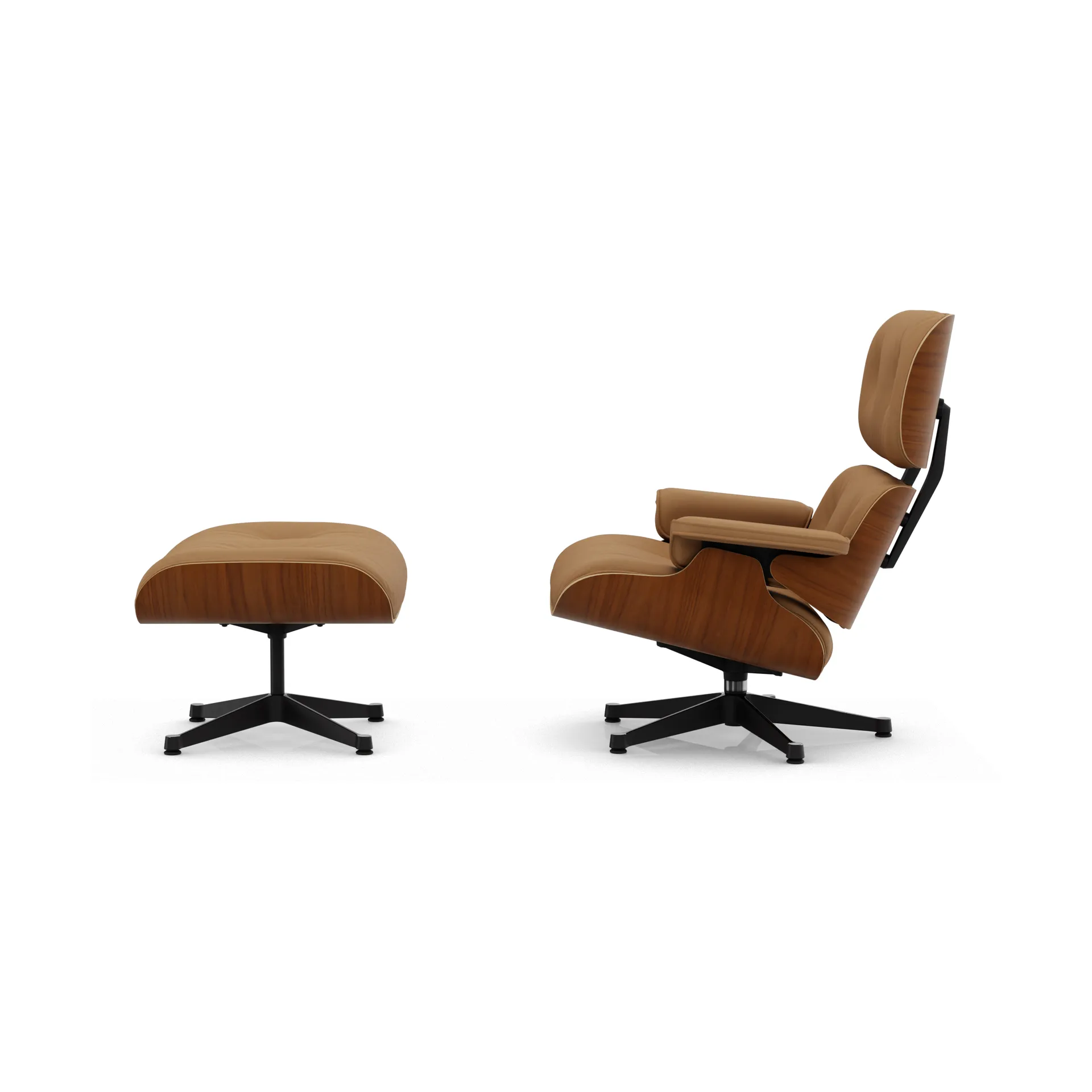 Eames Lounge Chair & Ottoman new dimensions, 62 Ochre-31 walnut natural-pol. steel-black Vitra
