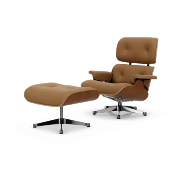Eames Lounge Chair & Ottoman new dimensions - 62 Ochre-31 walnut natural-pol. steel - Vitra
