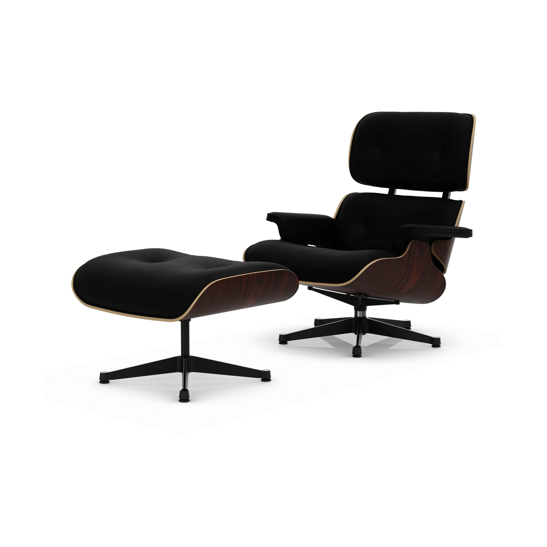 Eames Lounge Chair & Ottoman new dimensions, 66 Nero-05 santos palisander-pol. steel-black Vitra