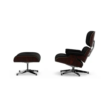 Eames Lounge Chair & Ottoman new dimensions - 66 Nero-05 santos palisander-pol. steel - Vitra
