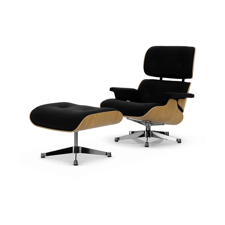 Eames Lounge Chair & Ottoman new dimensions - 66 Nero-26 chestnut natural-pol. steel - Vitra