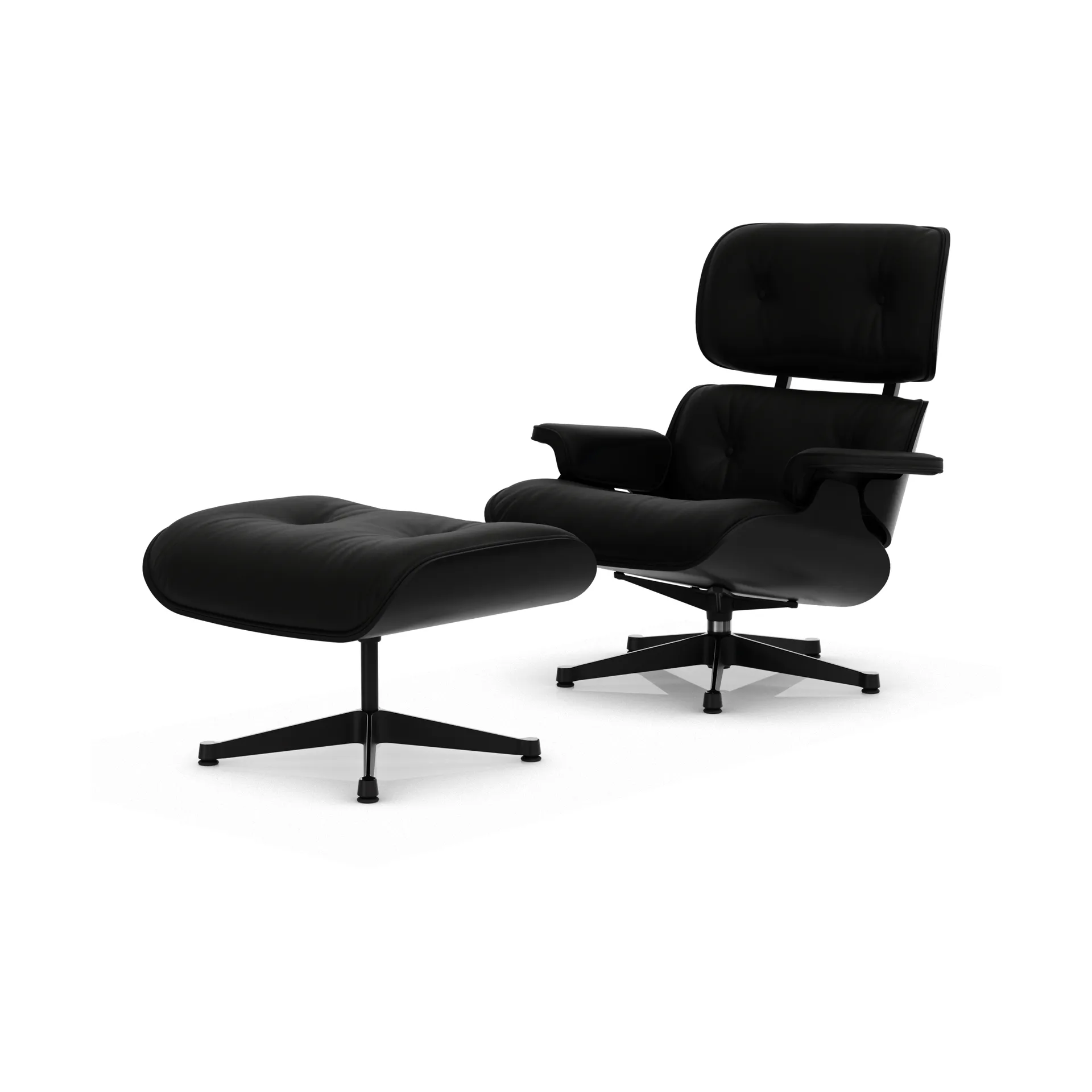 Eames Lounge Chair & Ottoman new dimensions, 66 Nero-27 chestnut black-pol. steel-black Vitra