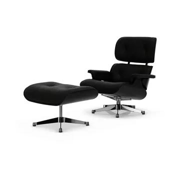 Eames Lounge Chair & Ottoman new dimensions - 66 Nero-27 chestnut black-pol. steel - Vitra