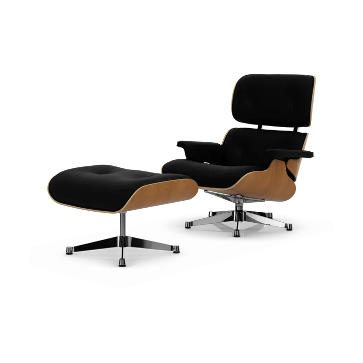 Eames Lounge Chair & Ottoman new dimensions - 66 Nero-28 cherry natural-pol. steel - Vitra