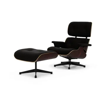 Eames Lounge Chair & Ottoman new dimensions - 68 Chocolate-05 santos palisander-pol. steel-black - Vitra