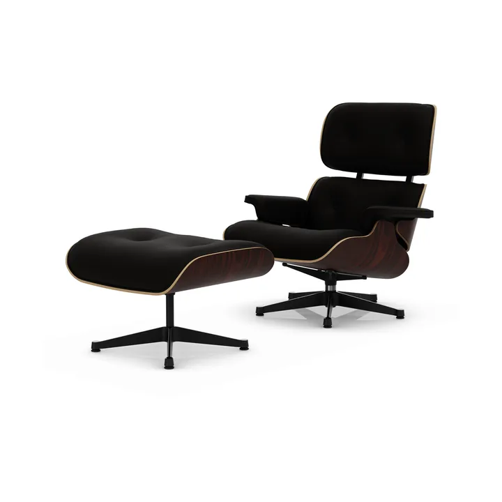 Eames Lounge Chair & Ottoman new dimensions - 68 Chocolate-05 santos palisander-pol. steel-black - Vitra