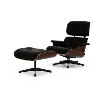 Eames Lounge Chair & Ottoman new dimensions - 68 Chocolate-32 walnut dark-pol. steel-black - Vitra