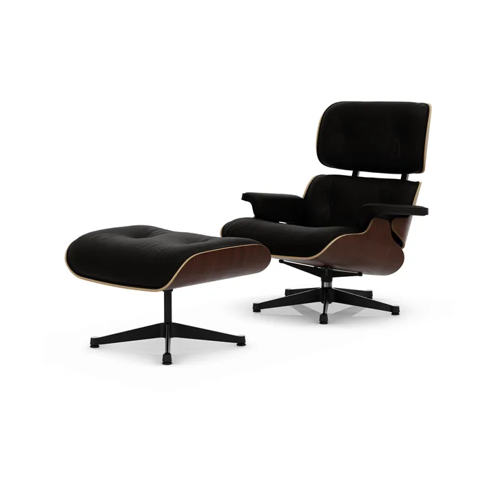 Eames Lounge Chair & Ottoman new dimensions - 68 Chocolate-32 walnut dark-pol. steel-black - Vitra