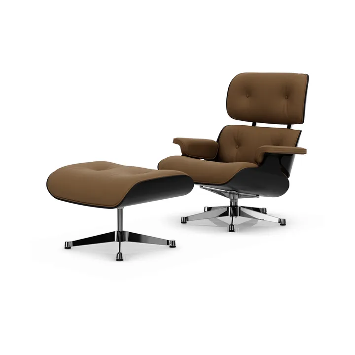 Eames Lounge Chair & Ottoman new dimensions - 75 Camel-27 chestnut black-pol. steel - Vitra