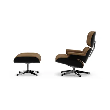 Eames Lounge Chair & Ottoman new dimensions - 75 Camel-27 chestnut black-pol. steel - Vitra