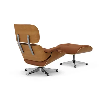 Eames Lounge Chair & Ottoman new dimensions - 97 Cognac-28 cherry natural-pol. steel - Vitra