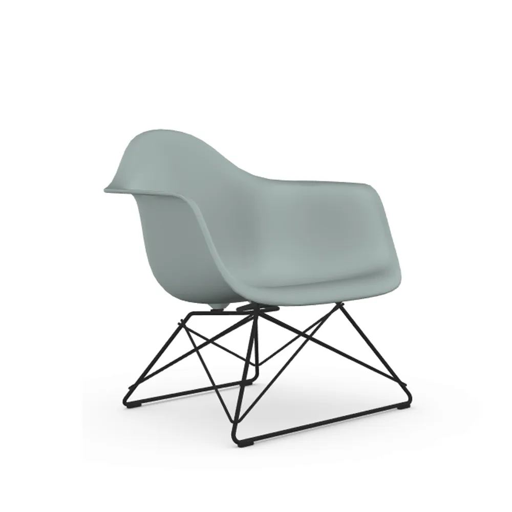 Eames plastic armchair LAR fåtölj, Light grey-Black Vitra