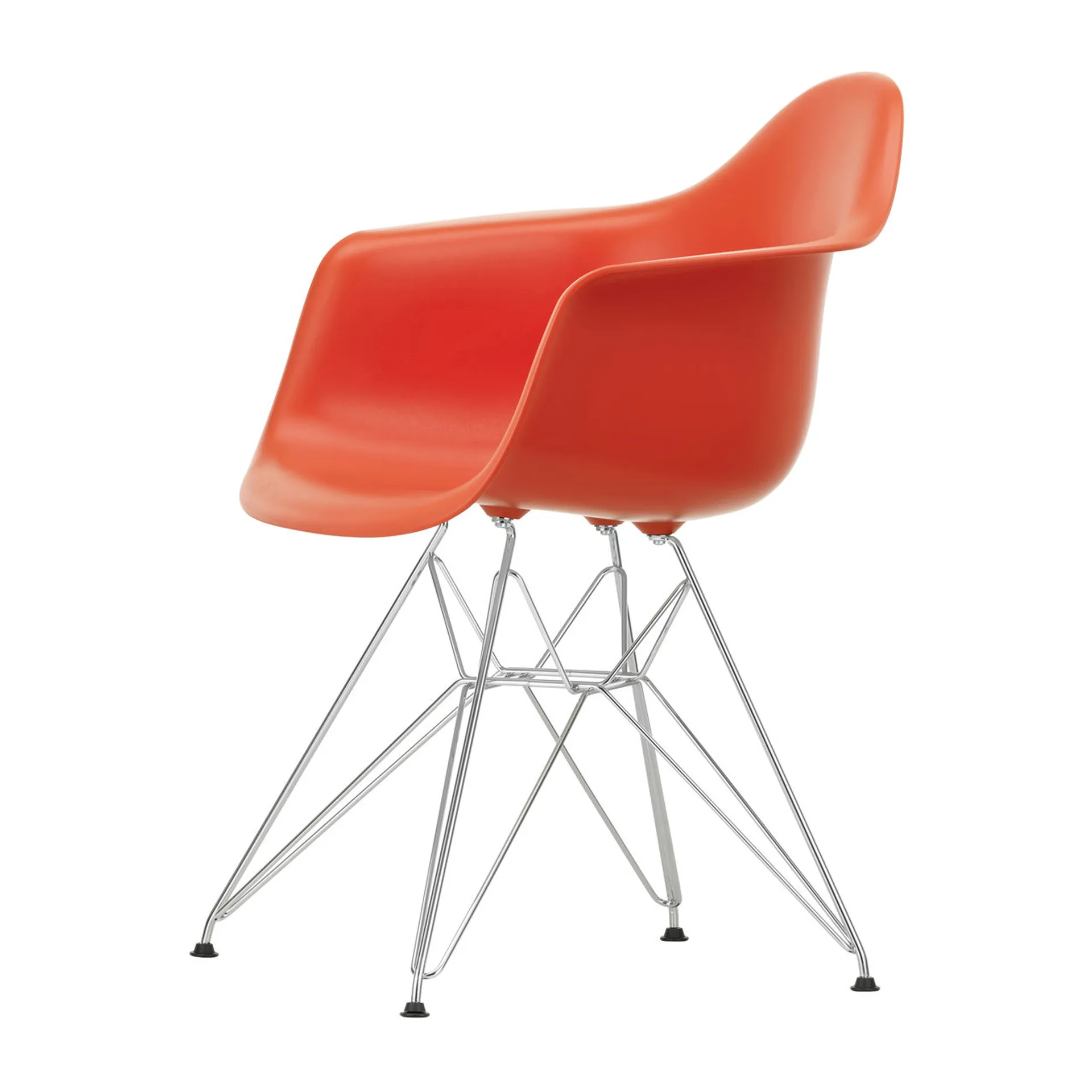 Eames Plastic Armchair RE DAR stol, 03 poppy red-chrome Vitra