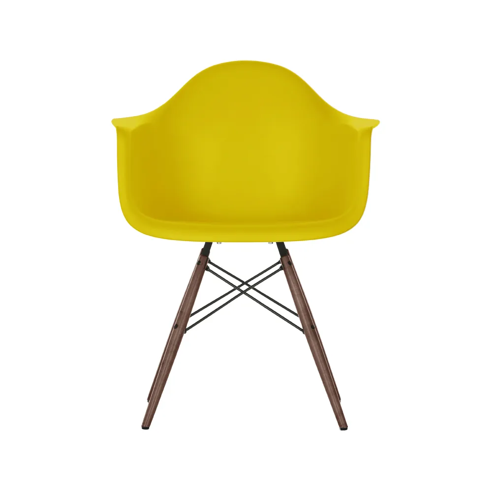 Eames Plastic Armchair RE DAW stol, 34 mustard-dark maple Vitra