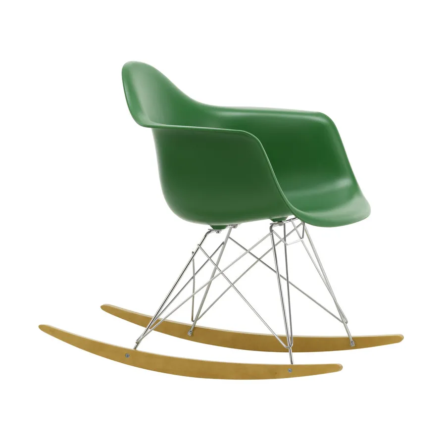 Eames Plastic Armchair RE RAR gungstol, 17 emerald -chrome-golden maple Vitra