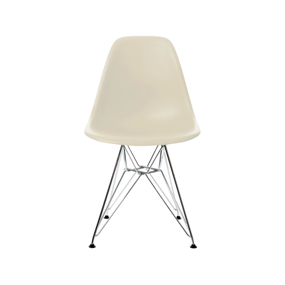 Eames Plastic Side Chair RE DSR stol, 11 pebble-chrome Vitra