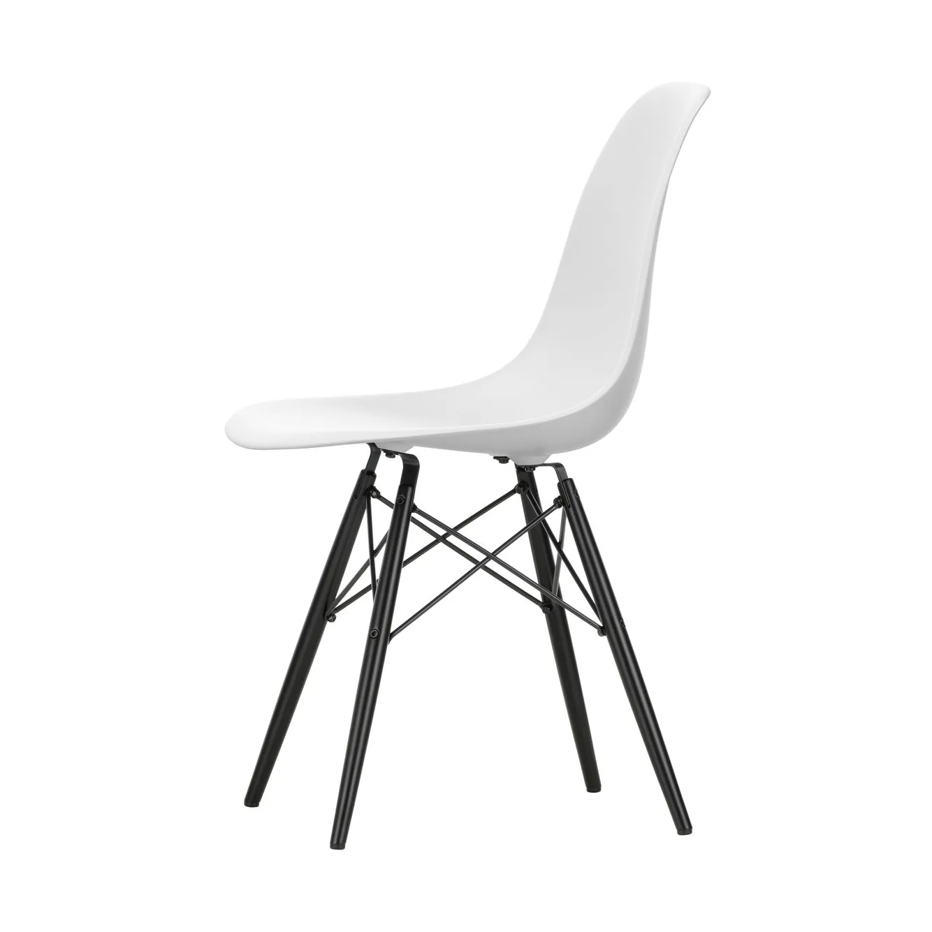 Eames Plastic Side Chair RE DSW stol, 85 cotton white-black maple Vitra
