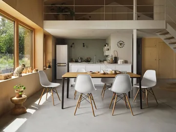Eames Plastic Side Chair RE DSW stol - White-dark maple - Vitra