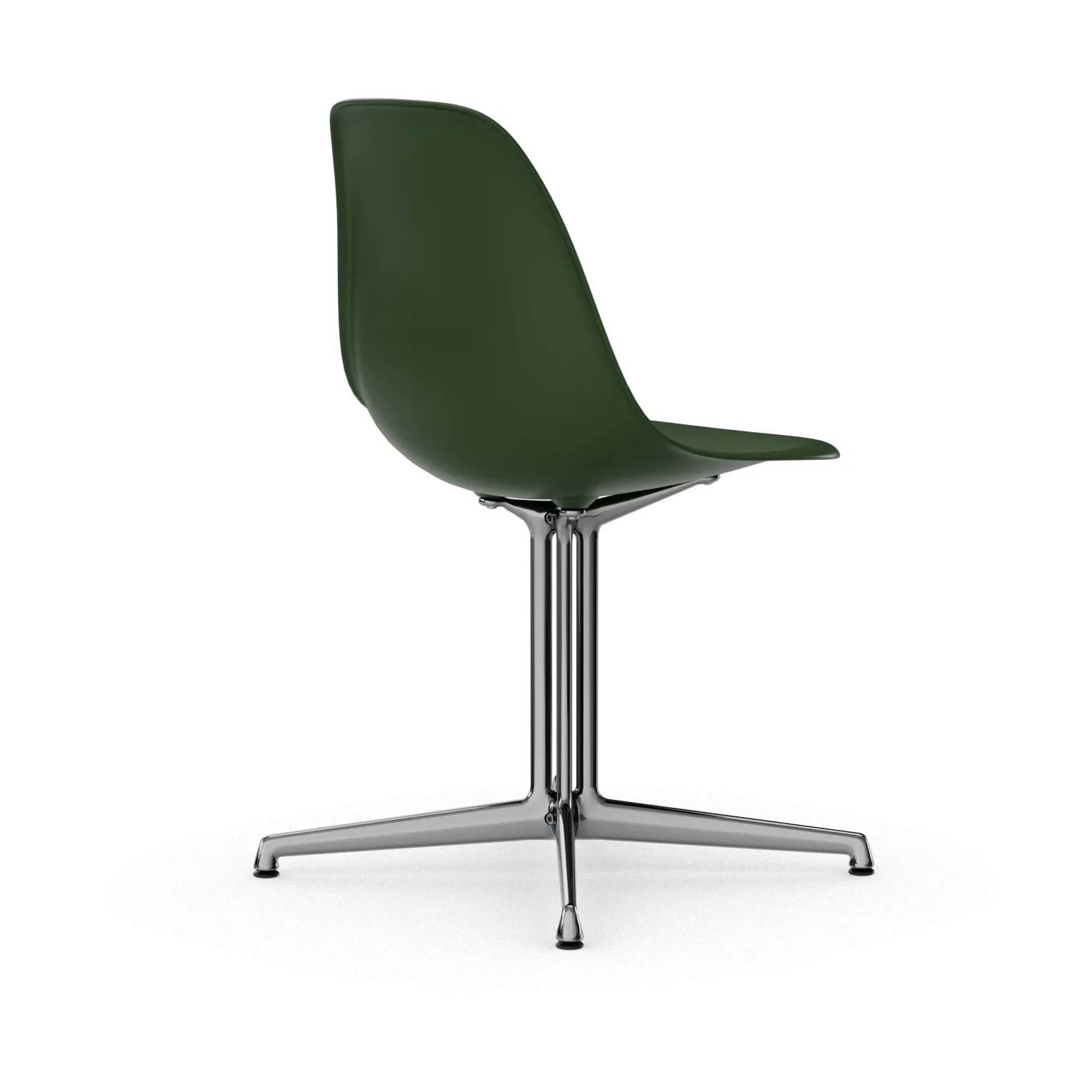 Eames Plastic Side Chair RE La Fonda base, 48 forest-03 polished aluminium Vitra