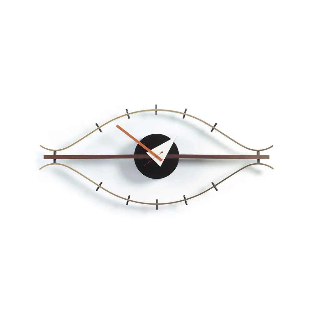 Eye clock väggklocka, Mässing-Valnöt Vitra