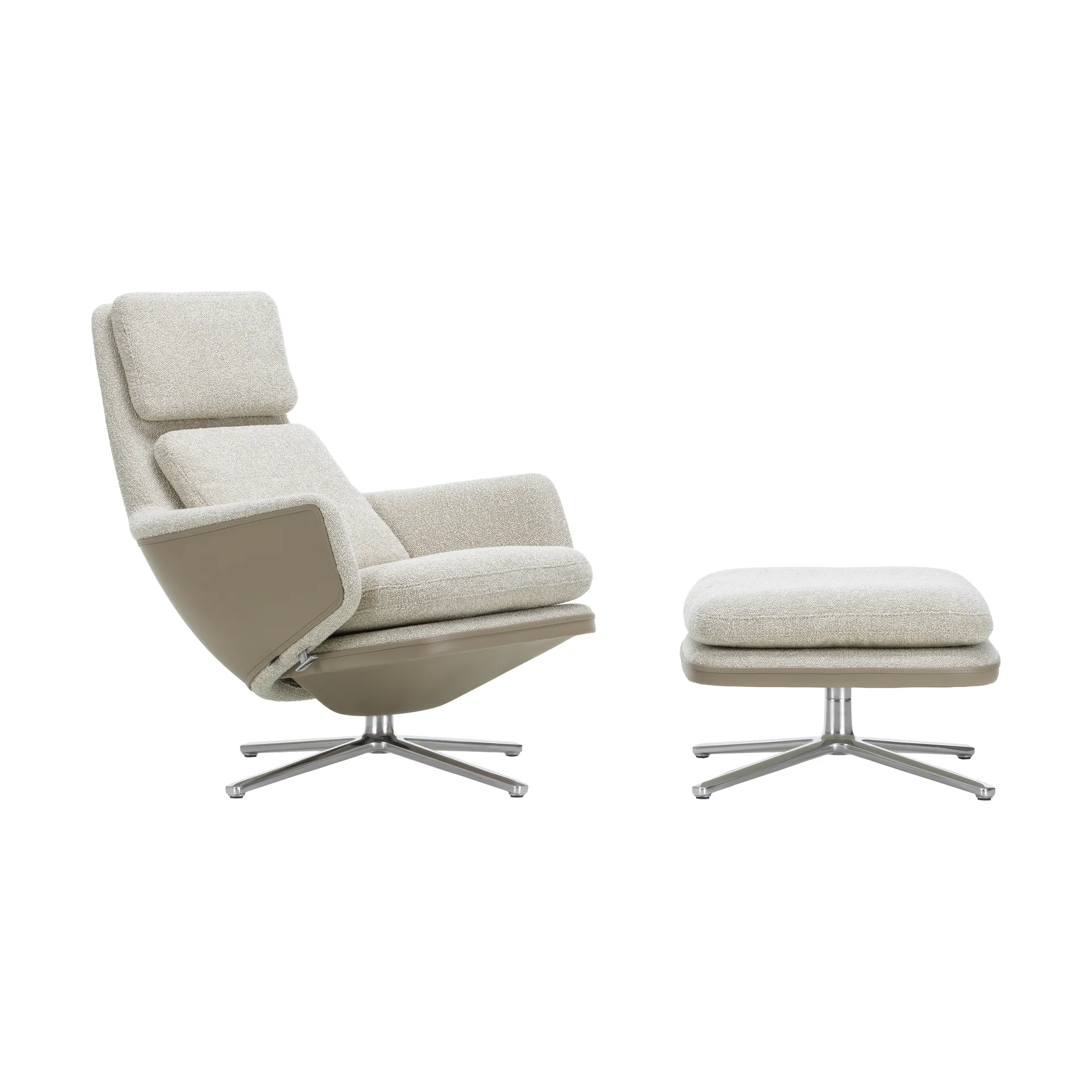 Grand Relax Low fåtölj & ottoman aluminiumstativ, Nubia cream/sand-Forte sand Vitra