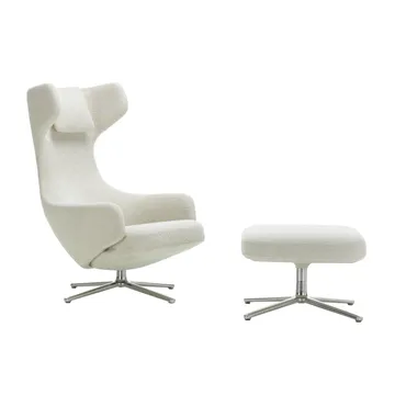 Grand Repos fåtölj & Ottoman aluminiumstativ - Nubia 01 ivory-pearl - Vitra