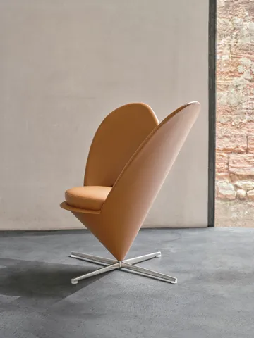 Heart Cone Chair fåtölj - Leather premium F cognac-rostfritt stål - Vitra