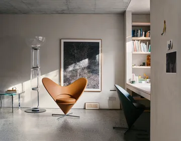 Heart Cone Chair fåtölj - Leather premium F cognac-rostfritt stål - Vitra